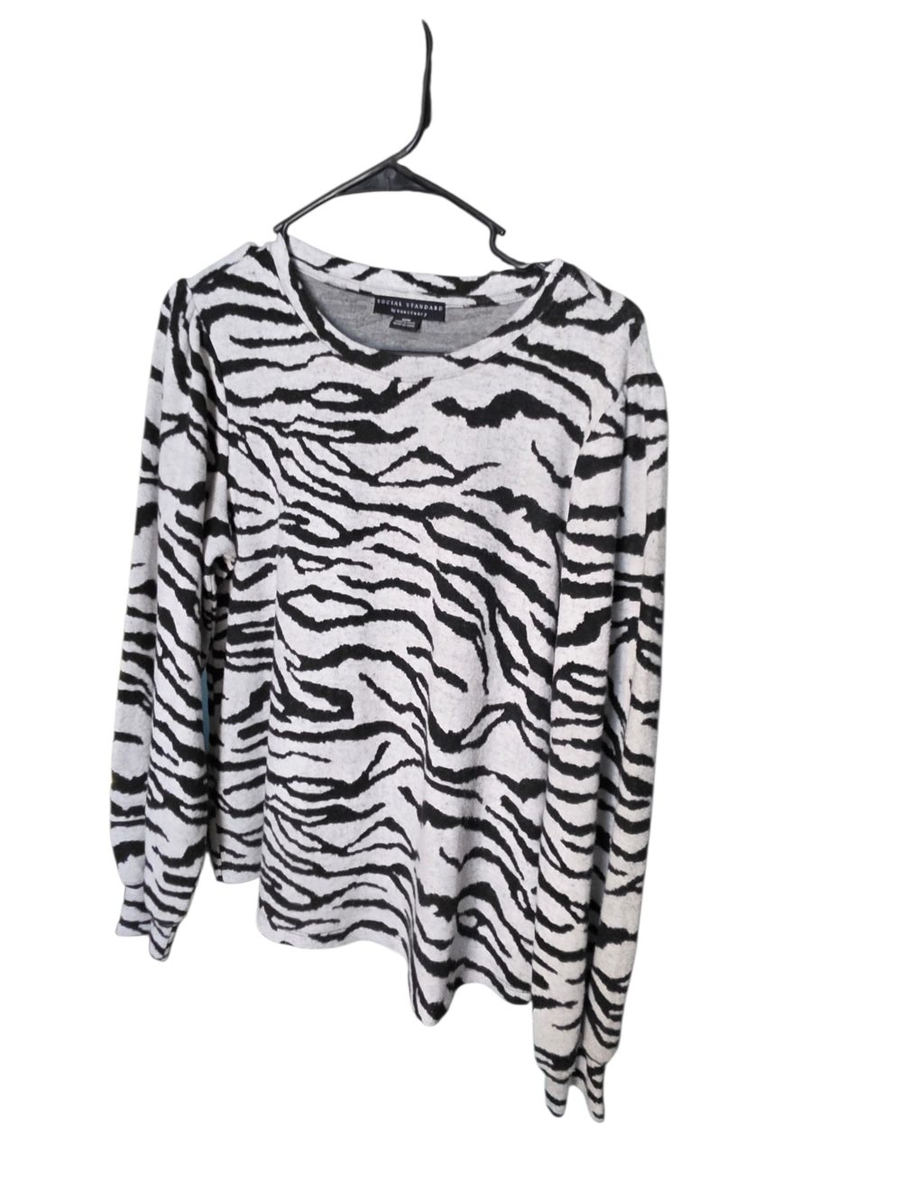 Sanctuary Black and White Zebra-Print Long Sleeve Tee